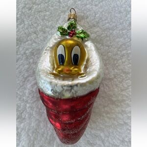 Christopher Radko Red and Gold Tweety Ornament Looney Tunes